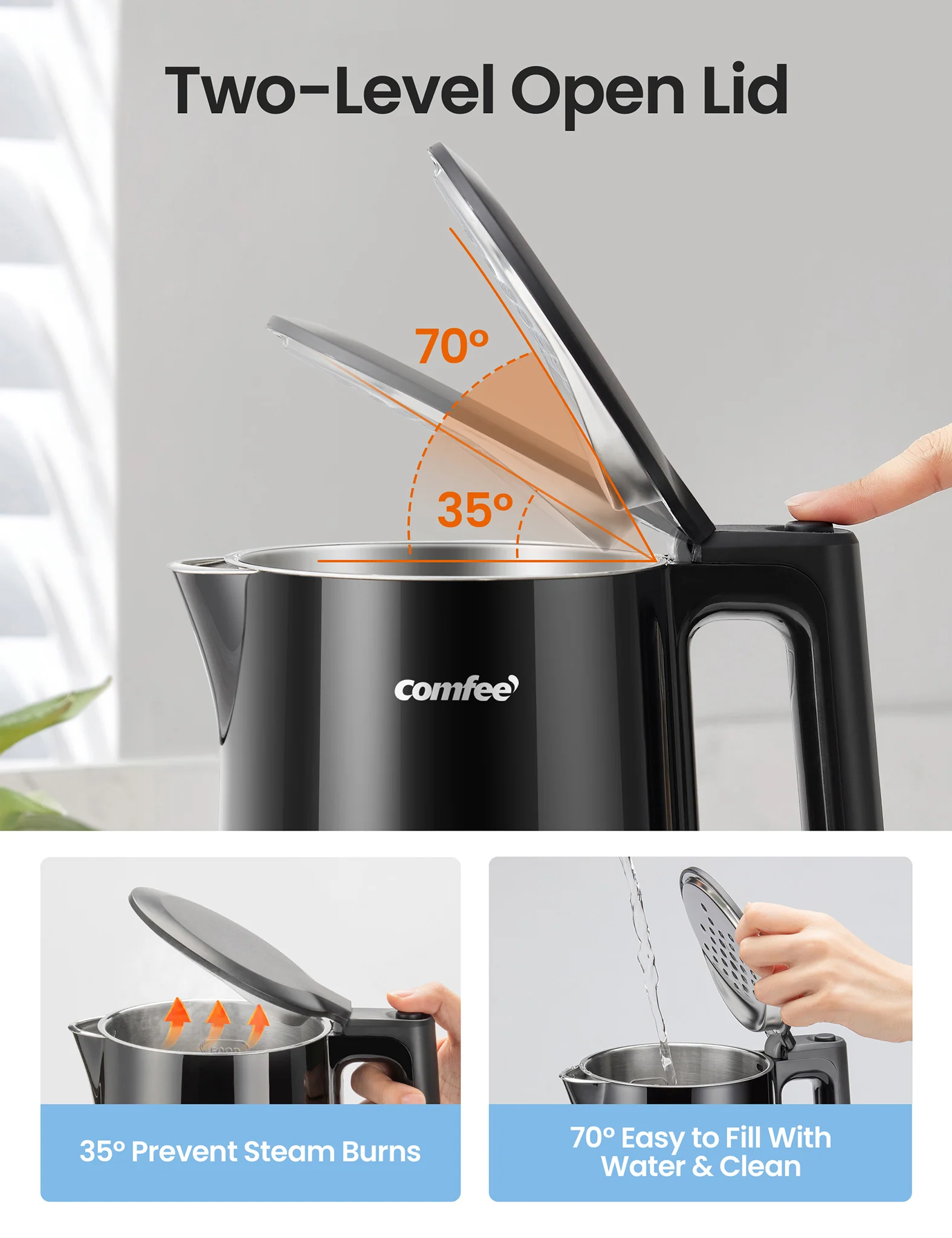 1.7L Double Wall Electric Tea Kettle - Image 4