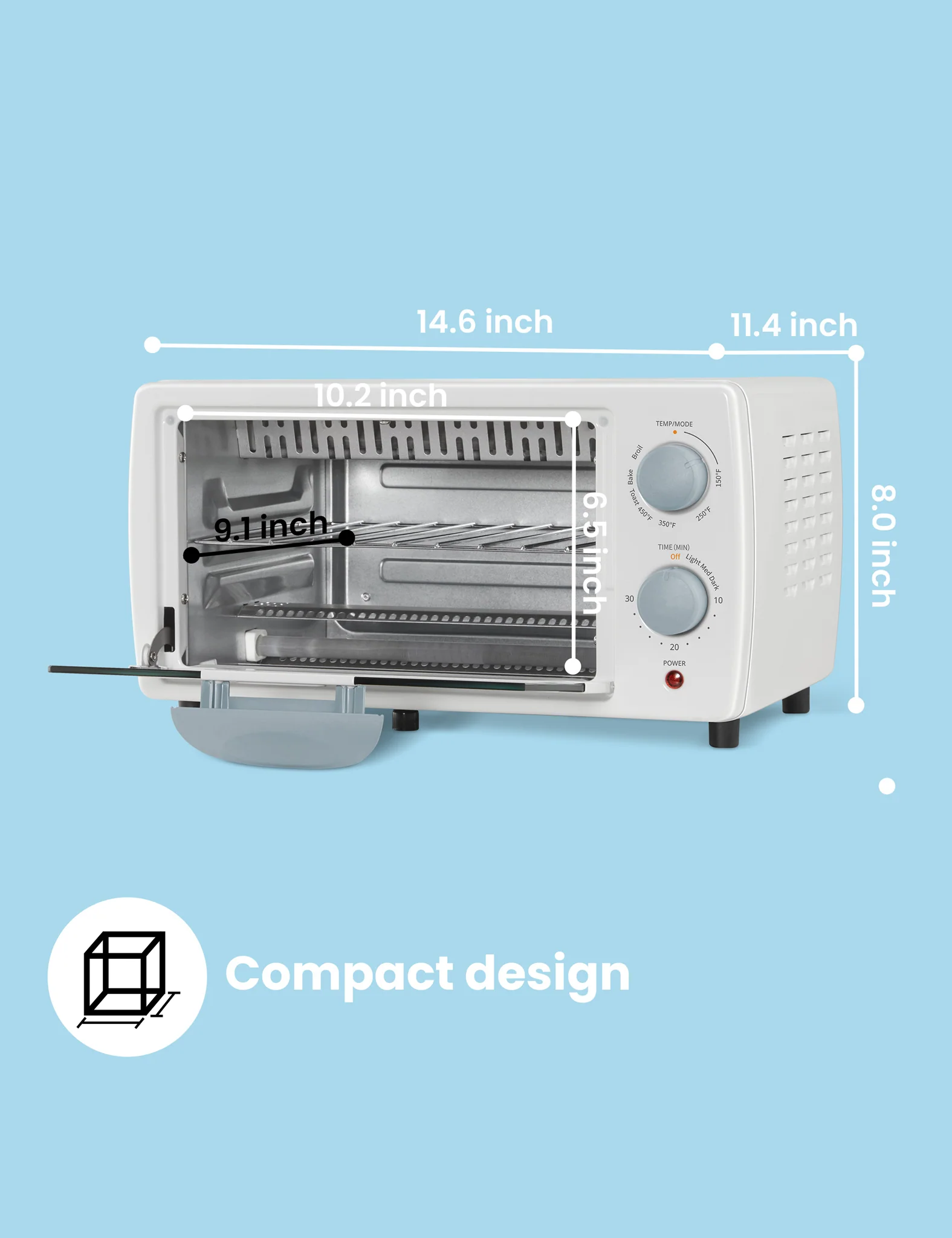 4-Slice Countertop Toaster Oven - White - Image 4