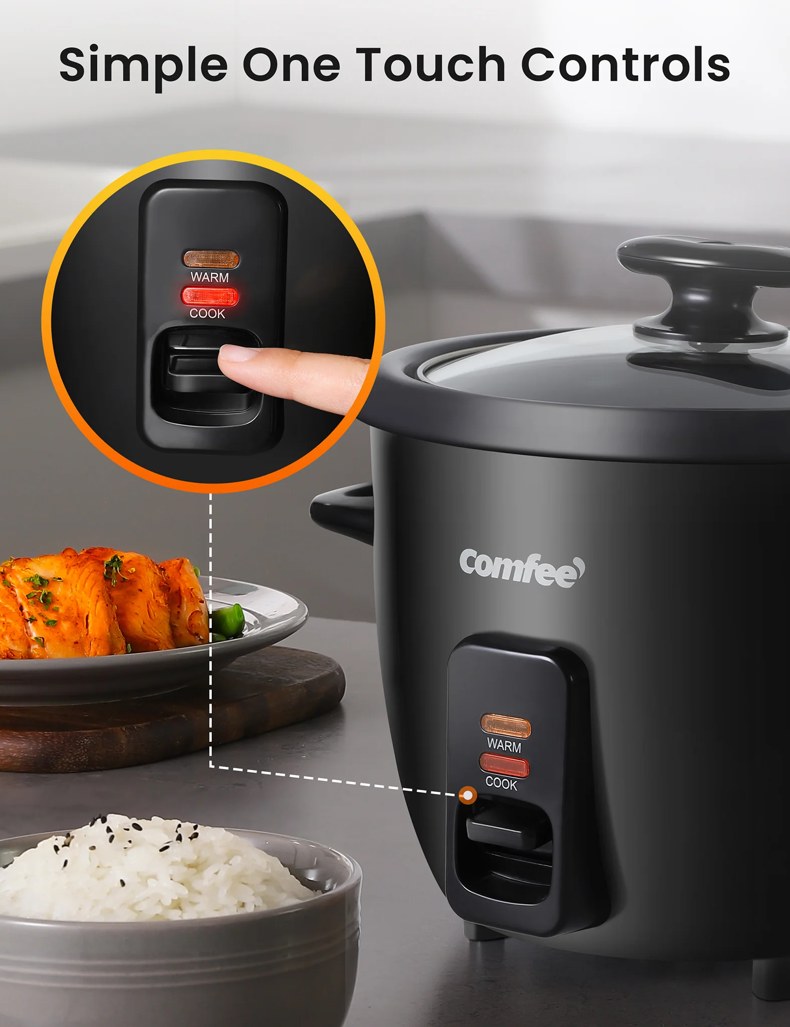 6 Cups Cooked Rice Cooker - Black - Image 4