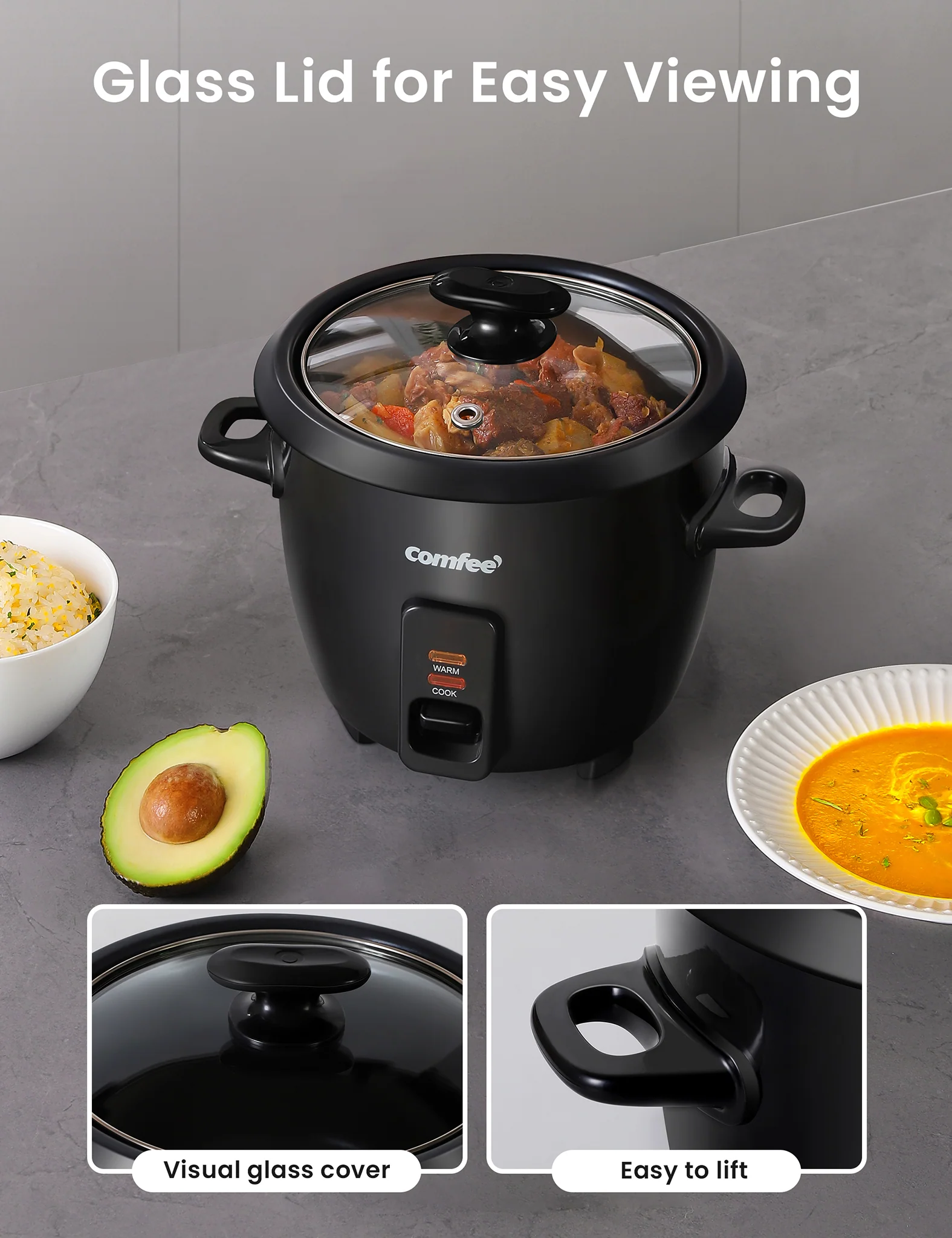 6 Cups Cooked Rice Cooker - Black - Image 6