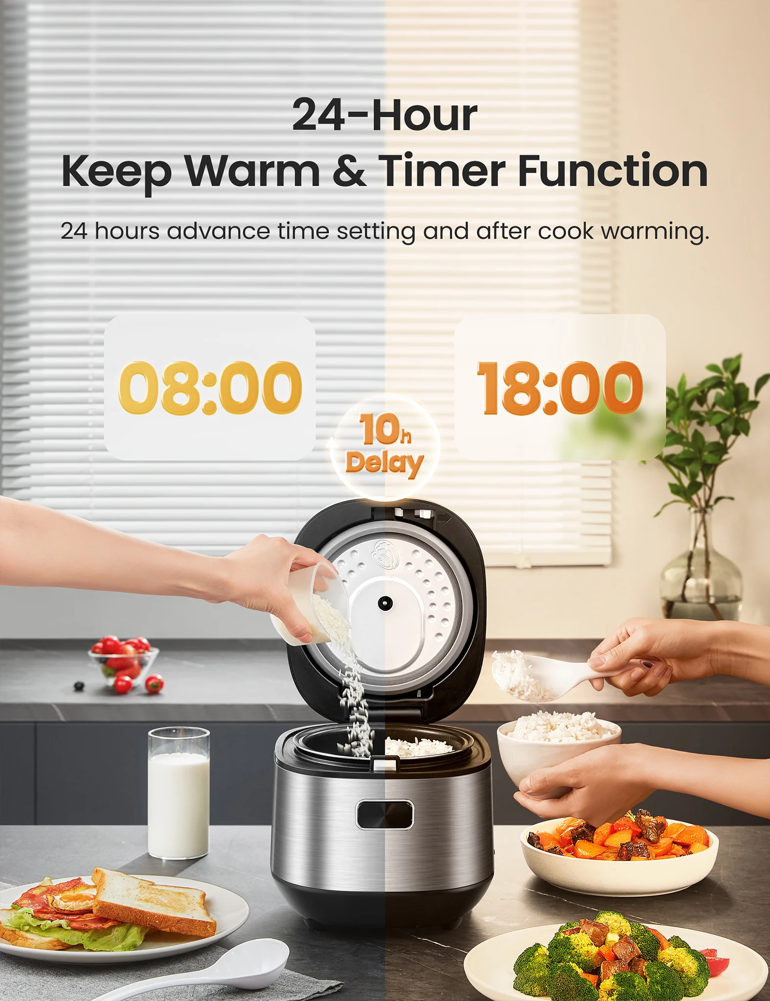 8 Cups Cooked Compact Rice Cooker - Image 6
