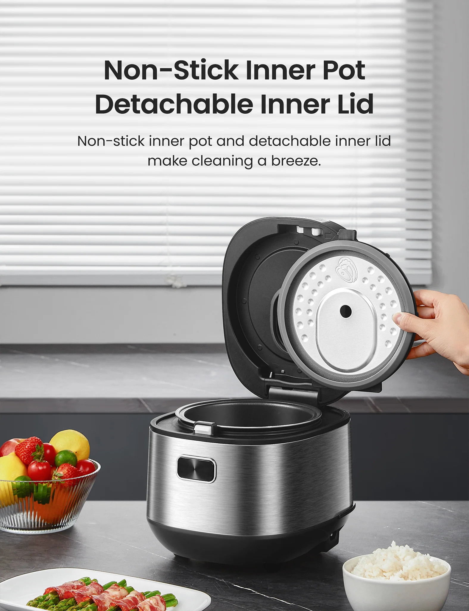 8 Cups Cooked Compact Rice Cooker - Image 7