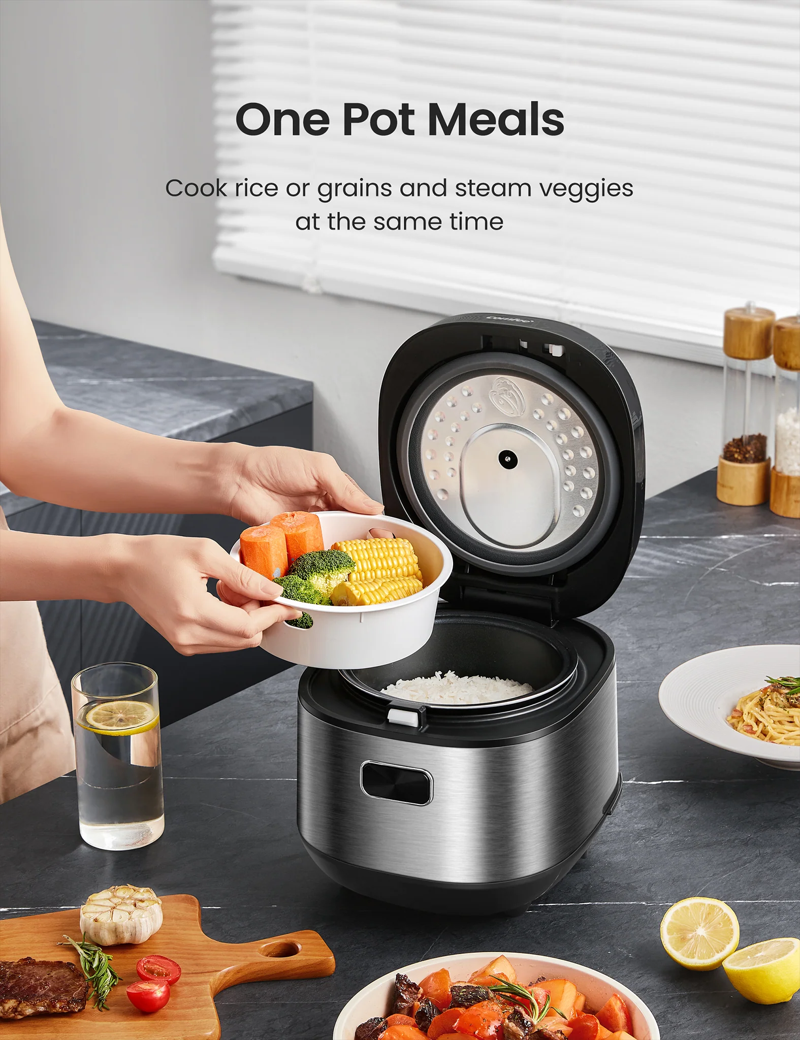 8 Cups Cooked Compact Rice Cooker - Image 8
