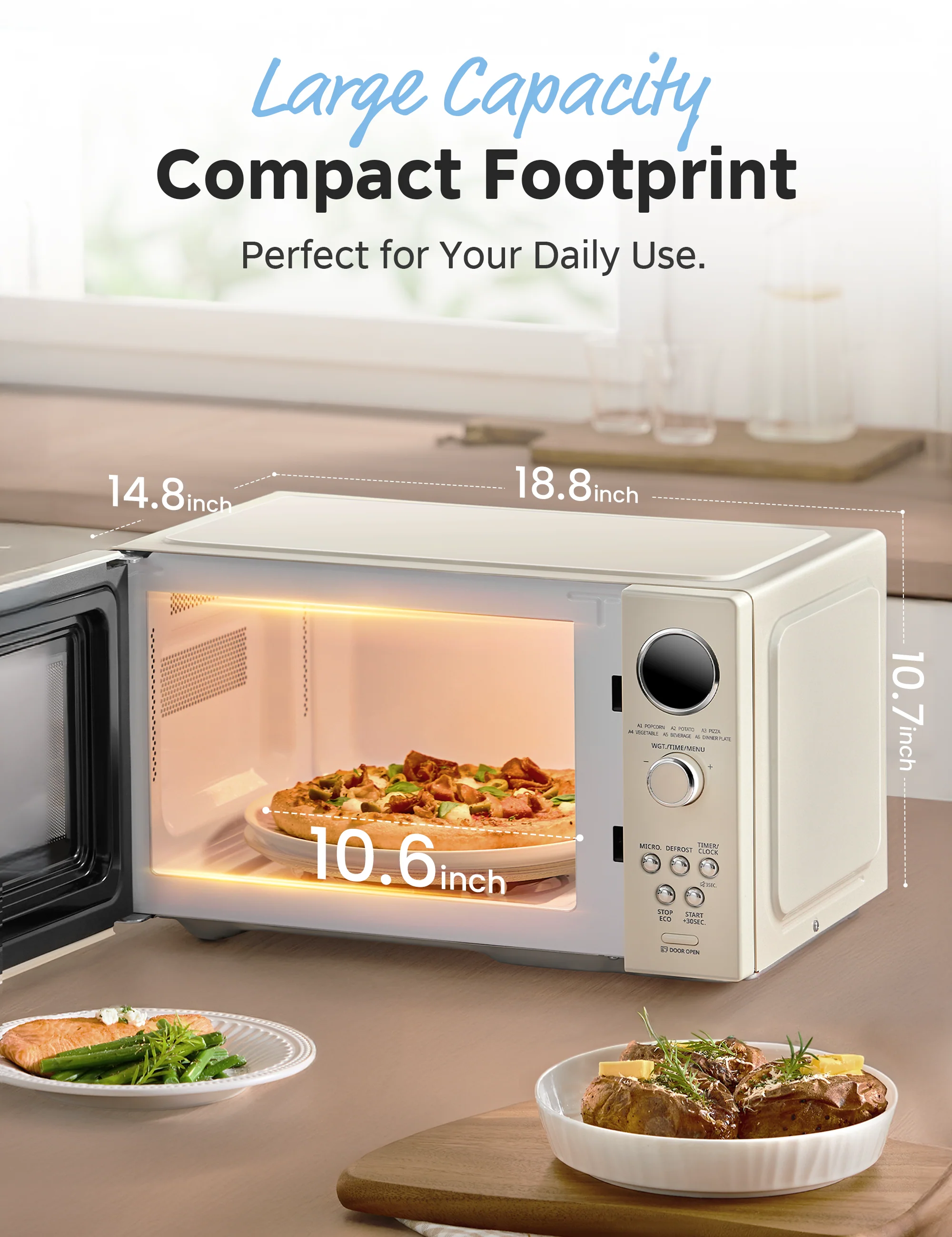 0.9 Cu.ft Retro Microwave Oven - Apricot - Image 3