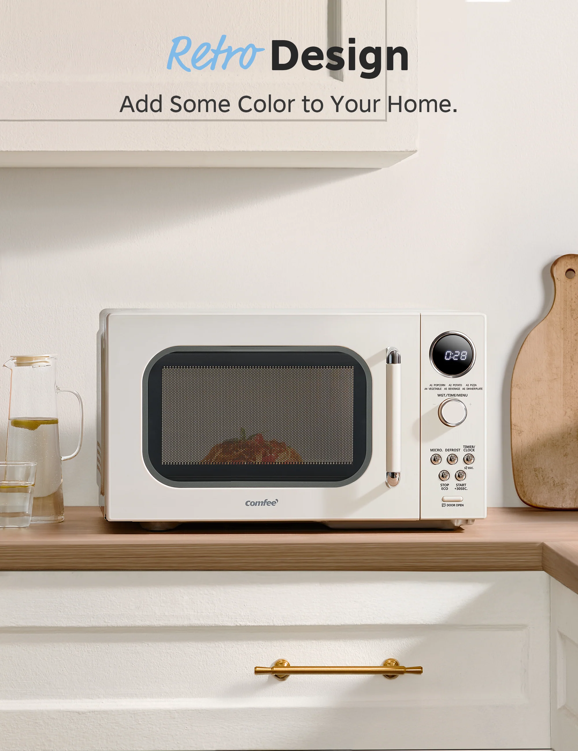 0.9 Cu.ft Retro Microwave Oven - Apricot - Image 8