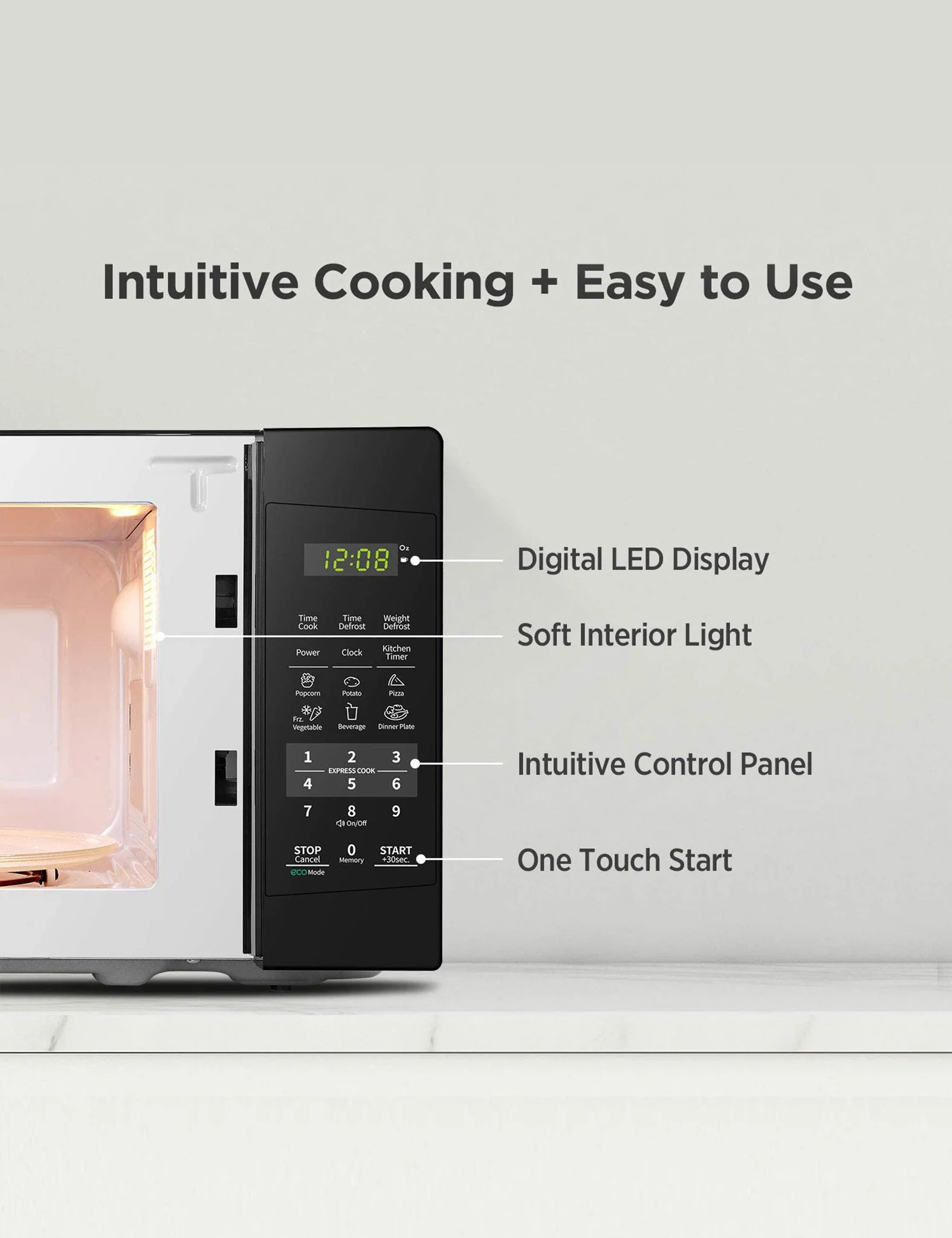 0.7 Cu.ft Countertop Microwave Oven - Black - Image 5