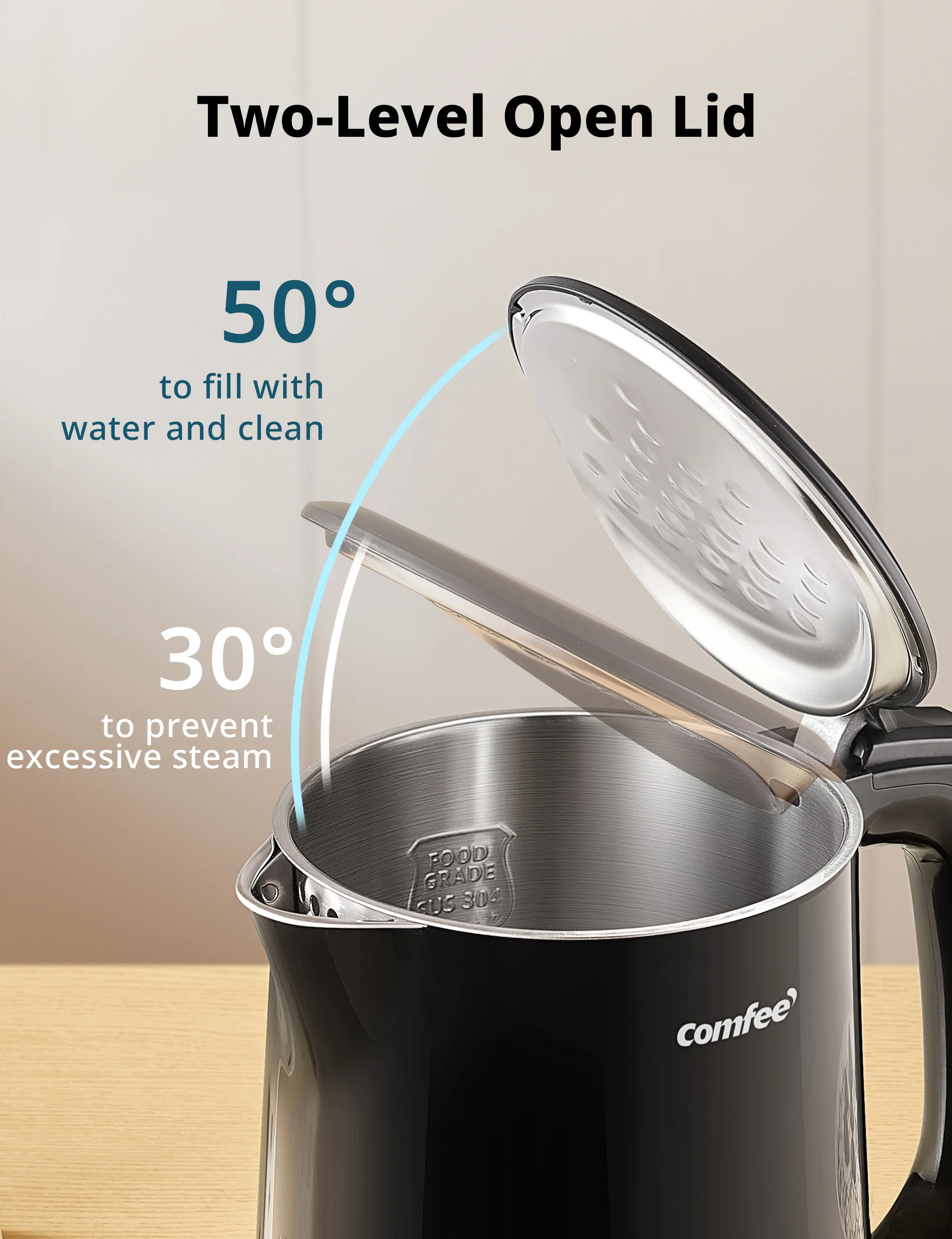 1.5L Double Wall Electric Kettle - Black - Image 4
