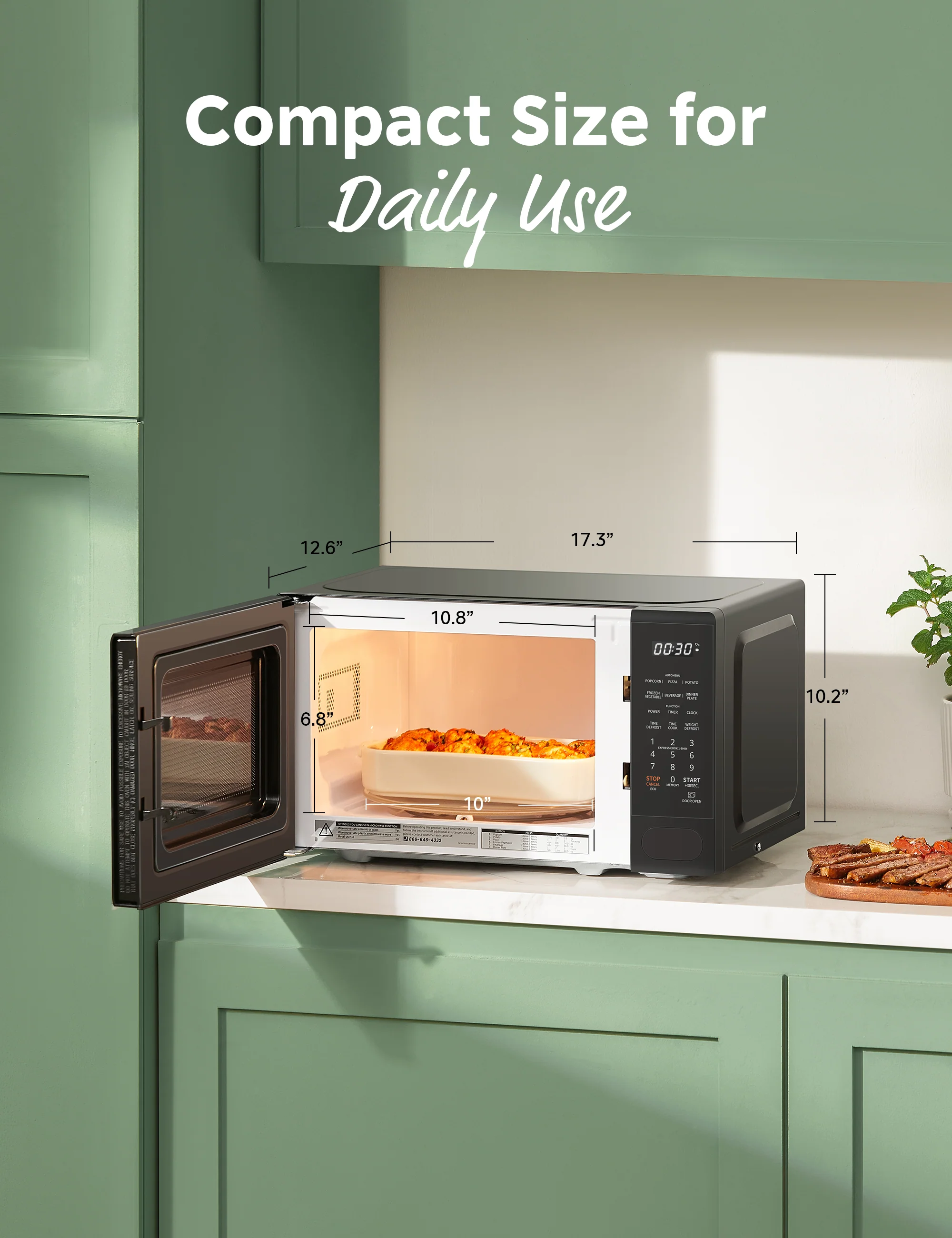 0.7 Cu.ft Retro Countertop Microwave - Black - Image 3