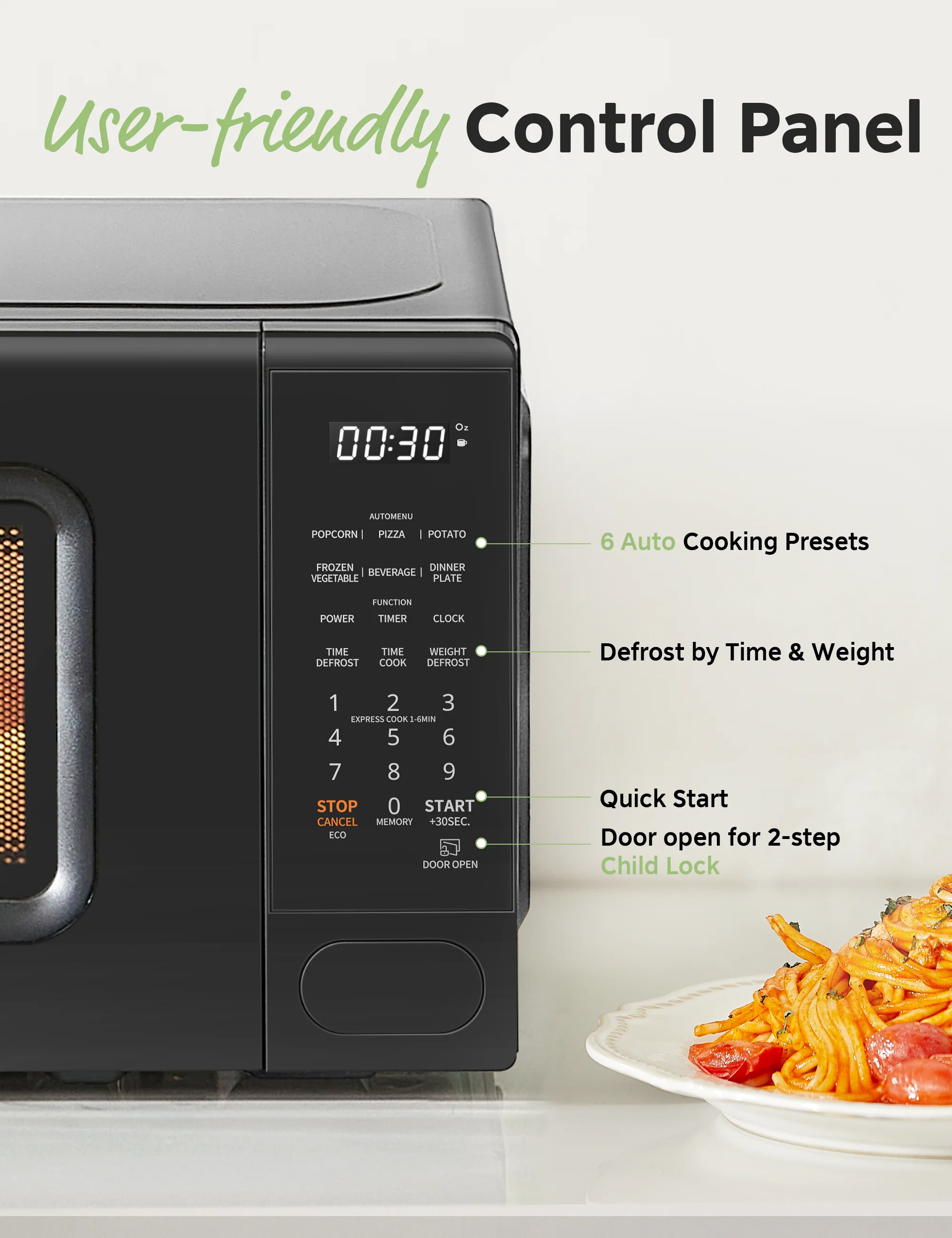 0.7 Cu.ft Retro Countertop Microwave - Black - Image 4