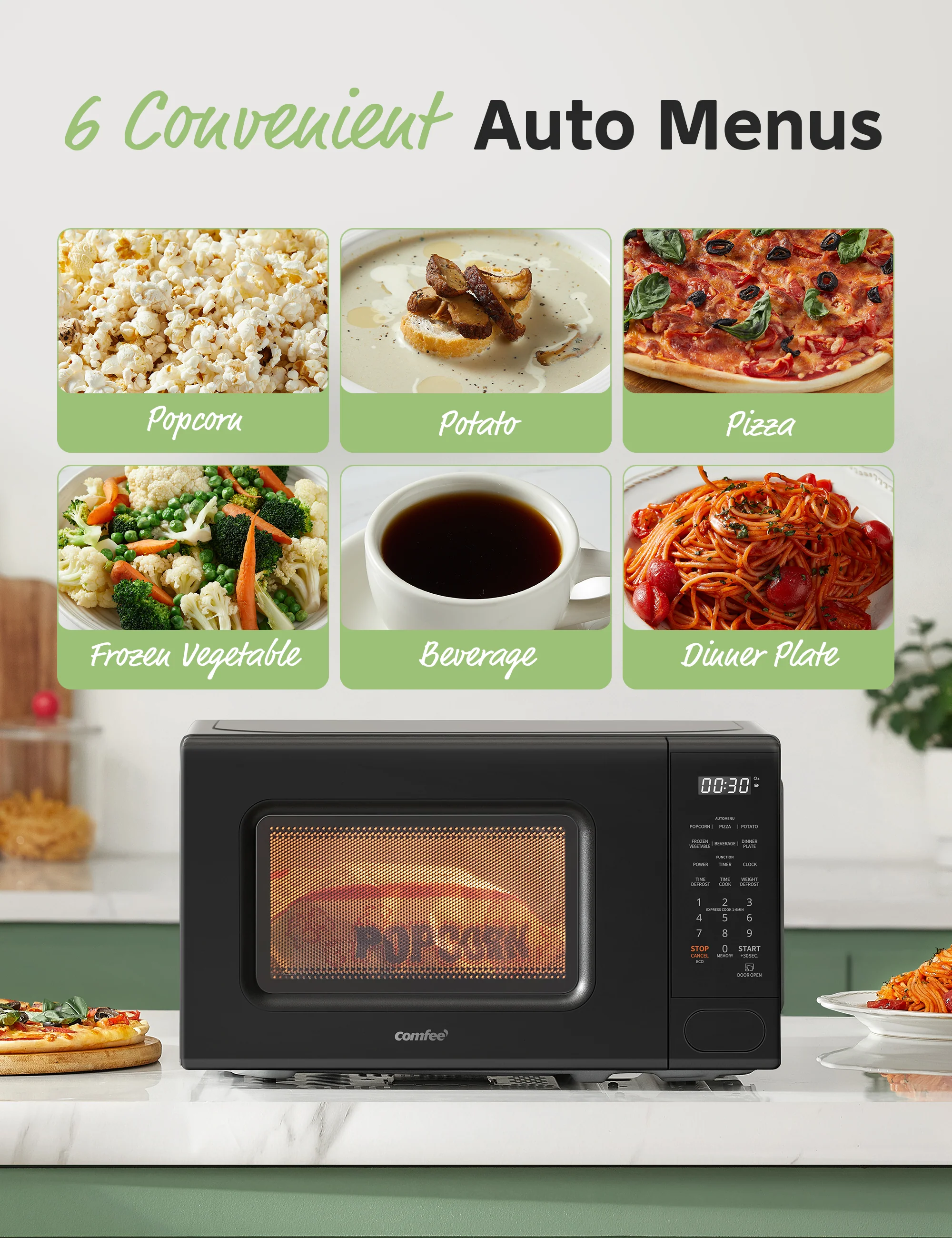 0.7 Cu.ft Retro Countertop Microwave - Black - Image 6