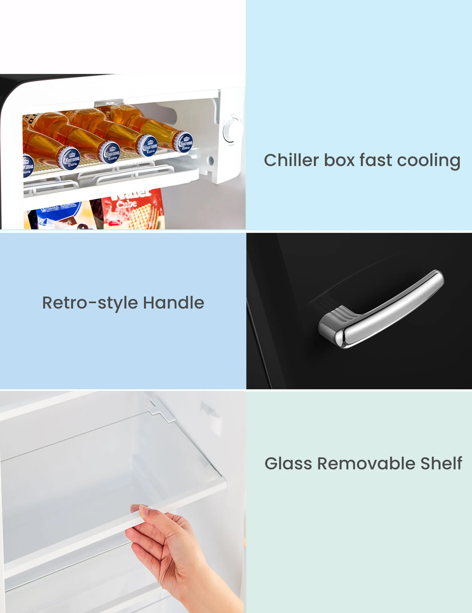 3.3 Cu.ft Retro Refrigerator - Black - Image 3