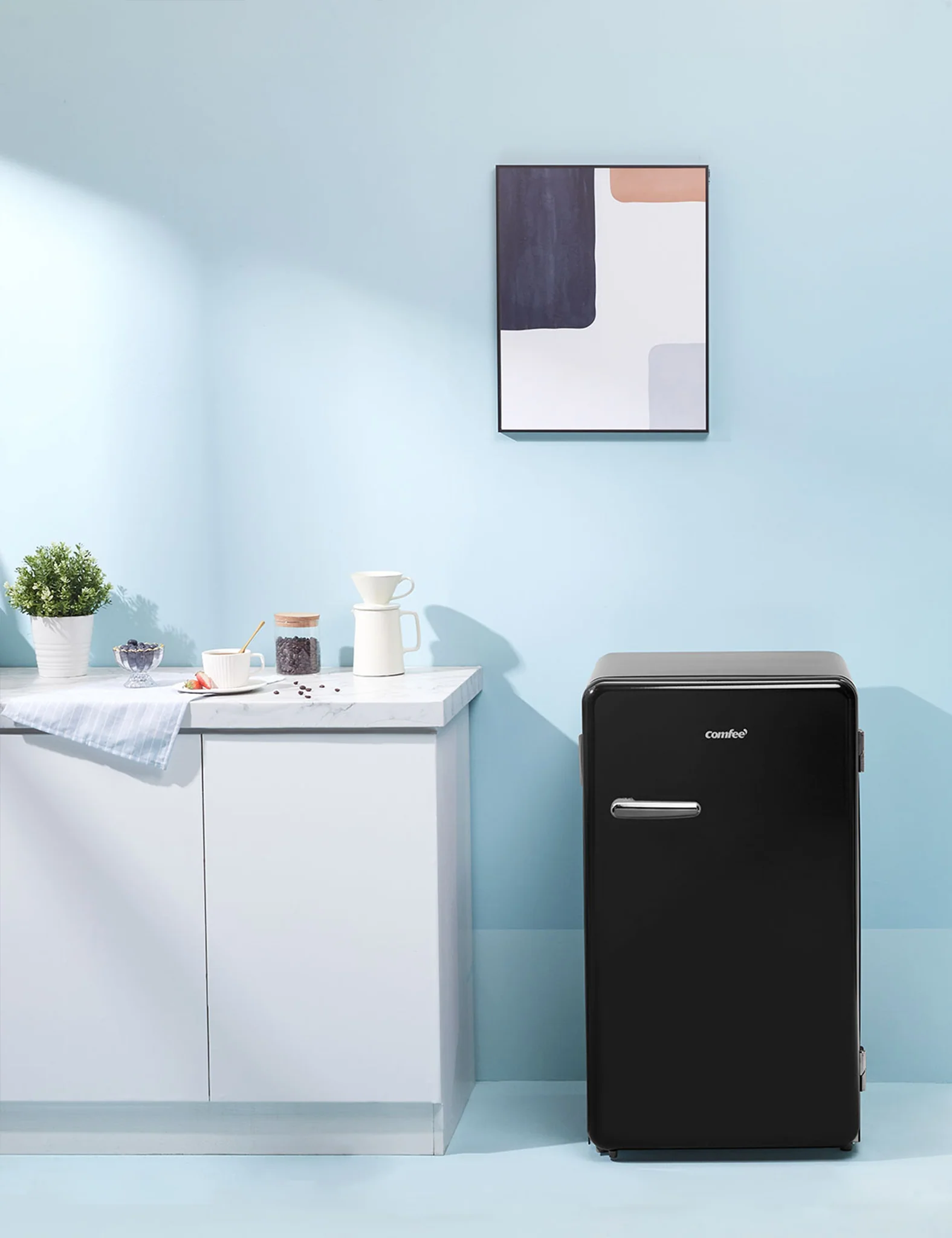 3.3 Cu.ft Retro Refrigerator - Black - Image 4