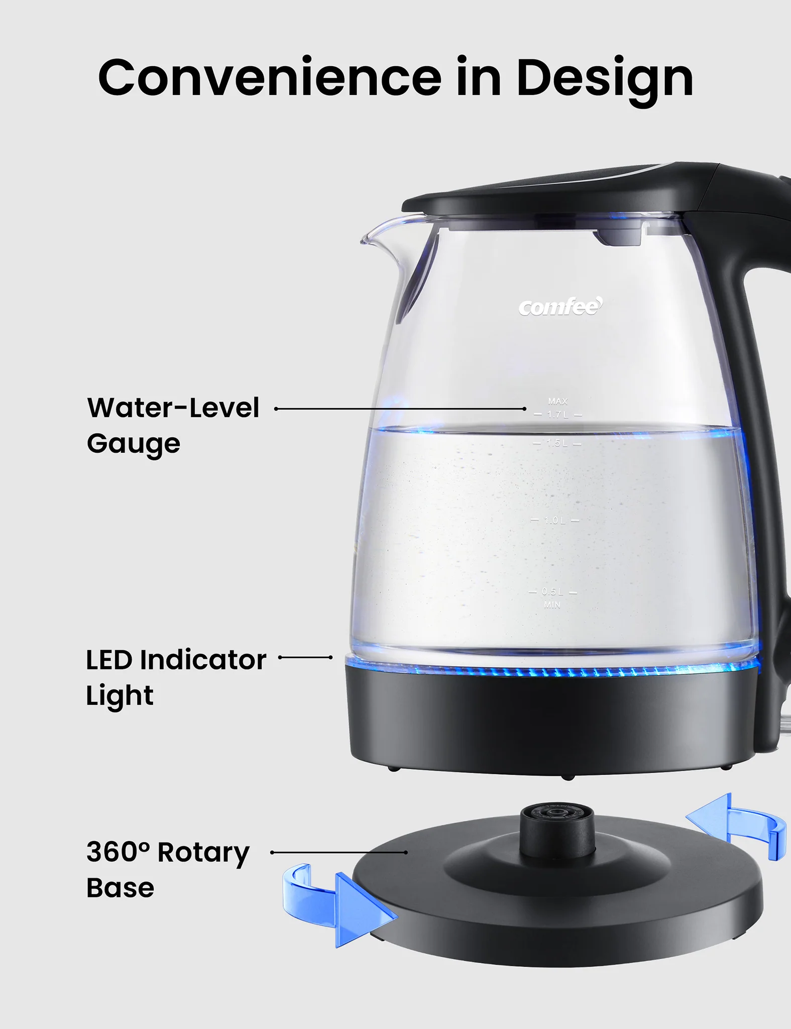 1.7L Glass Electric Tea Kettle - Image 3