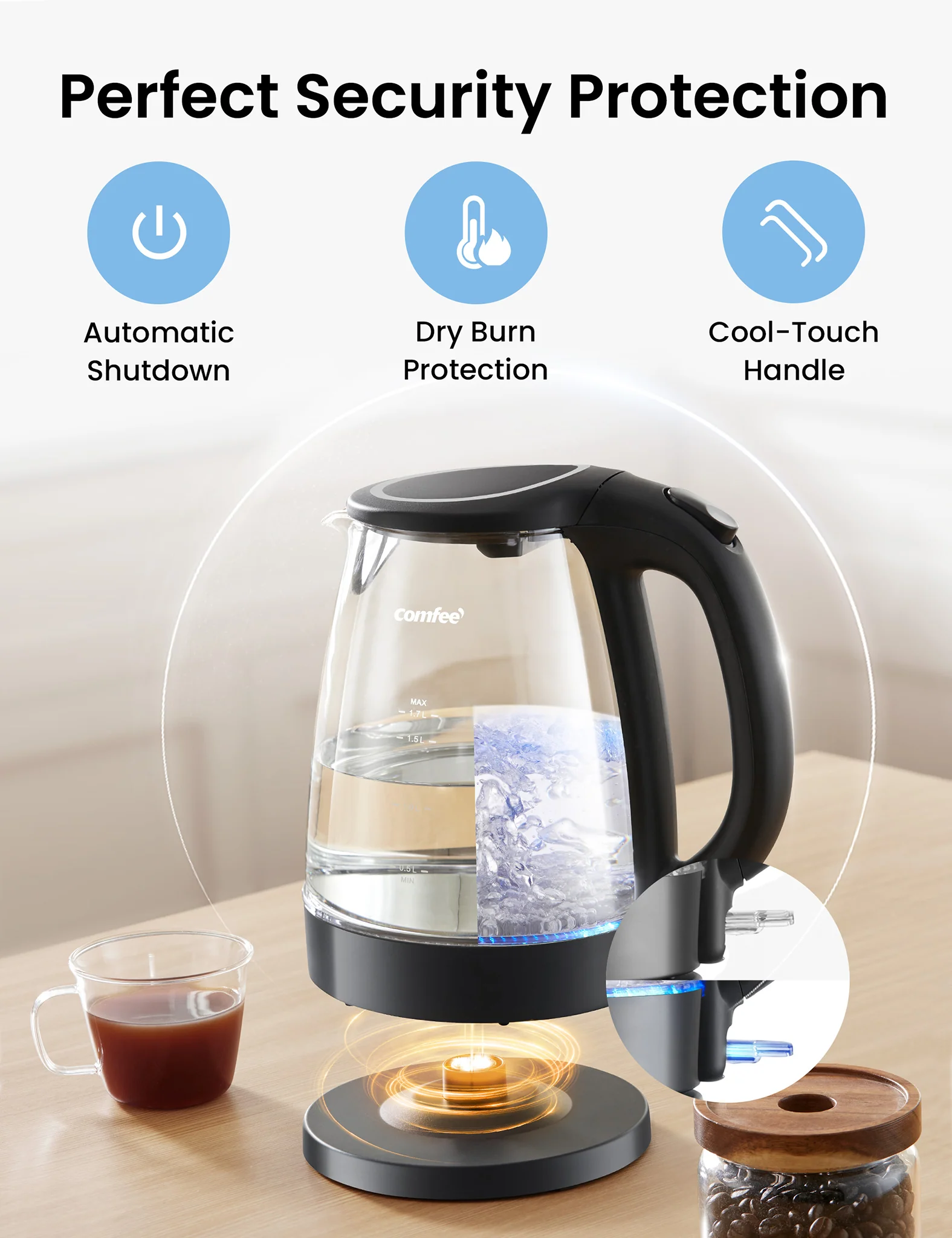 1.7L Glass Electric Tea Kettle - Image 5