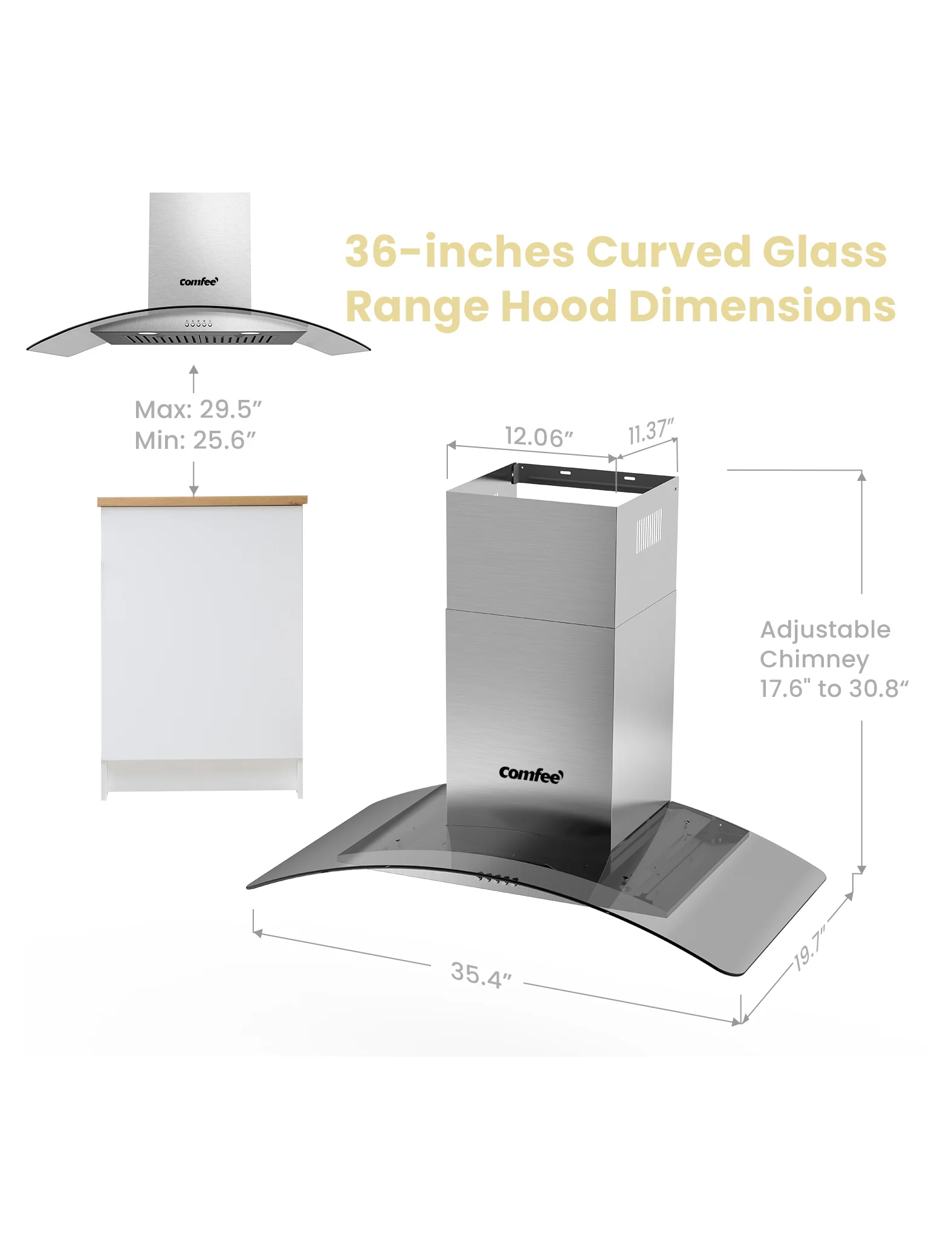 36" Curved Glass Range Hood - Image 9