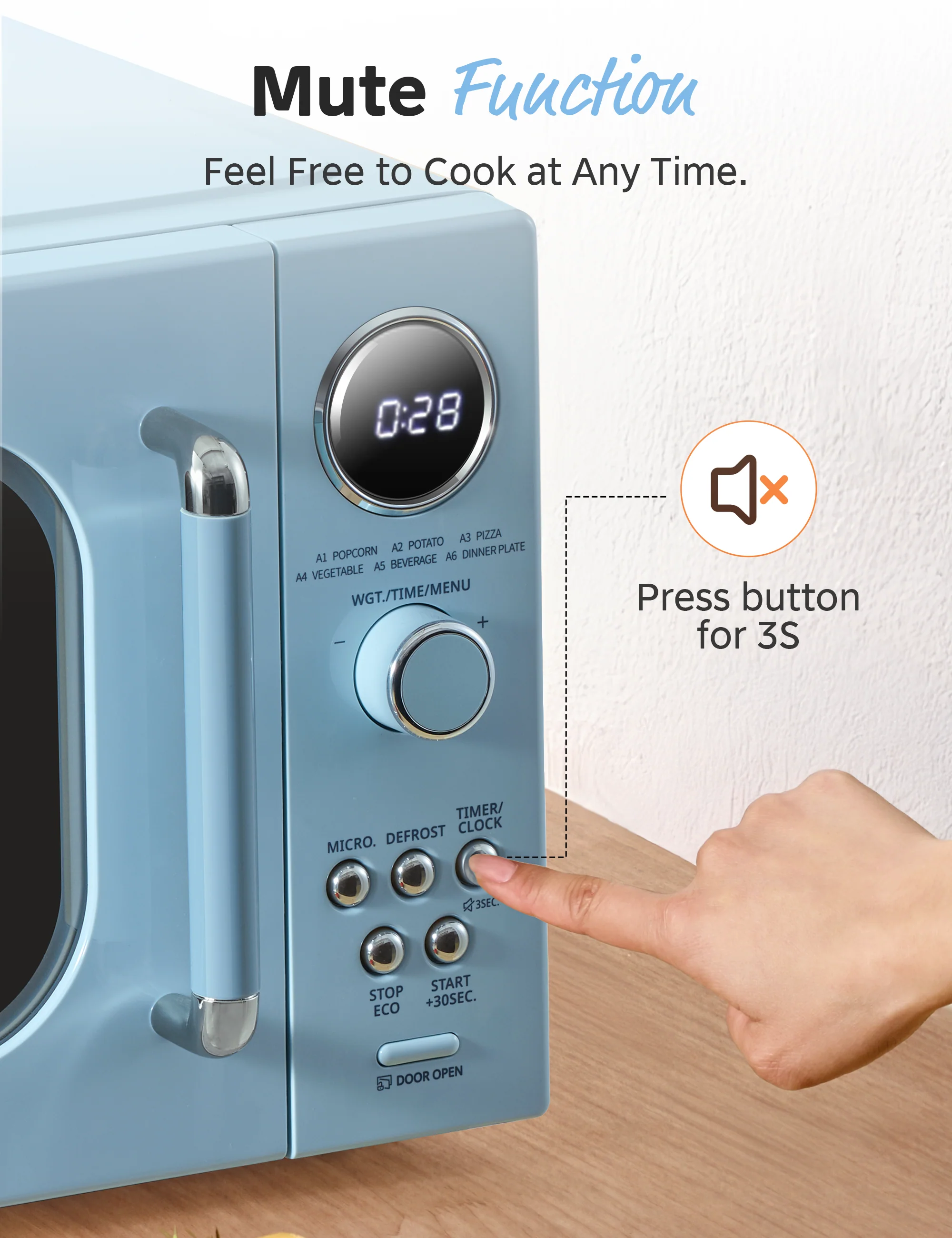0.9 Cu.ft Retro Microwave Oven - Green - Image 5