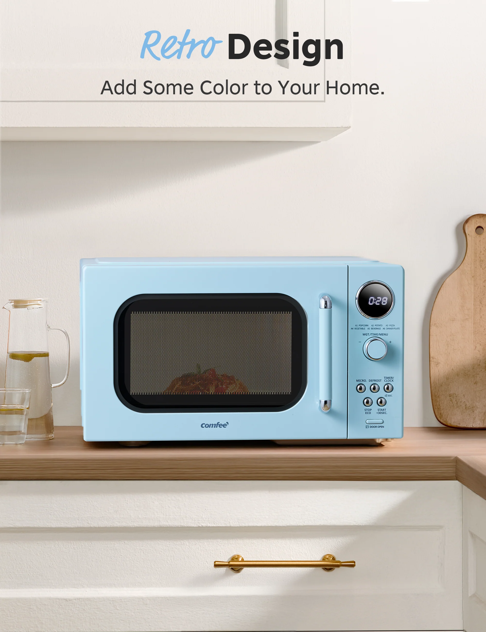 0.9 Cu.ft Retro Microwave Oven - Green - Image 8