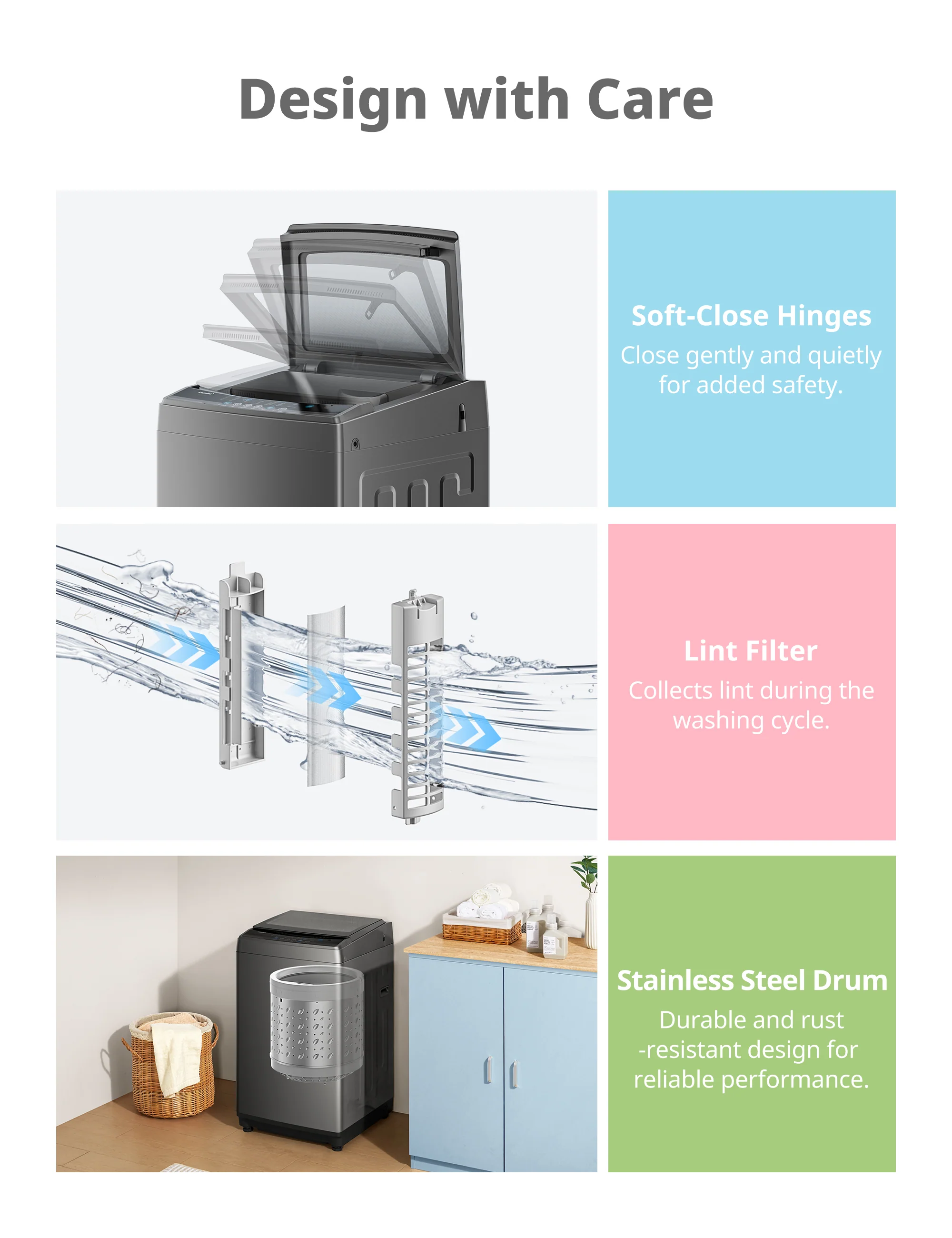1.6 Cu.ft Portable Washing Machine - Grey - Image 5