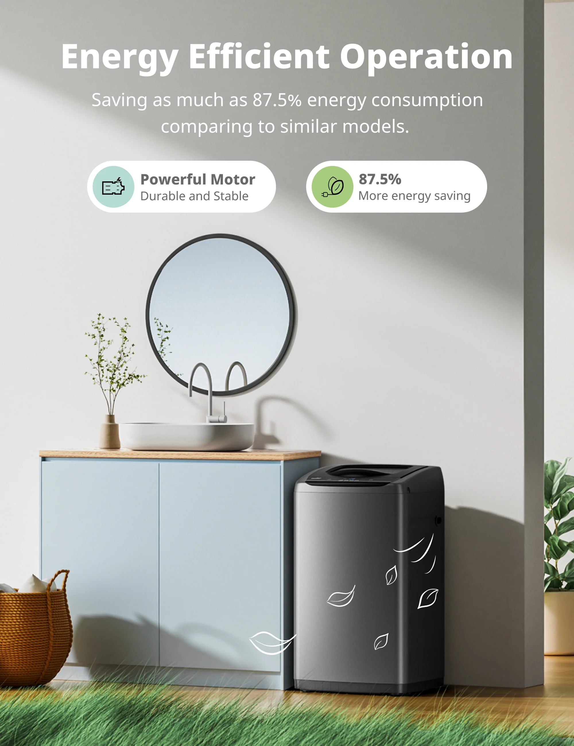 0.9 Cu.ft Portable Washing Machine - Grey - Image 4