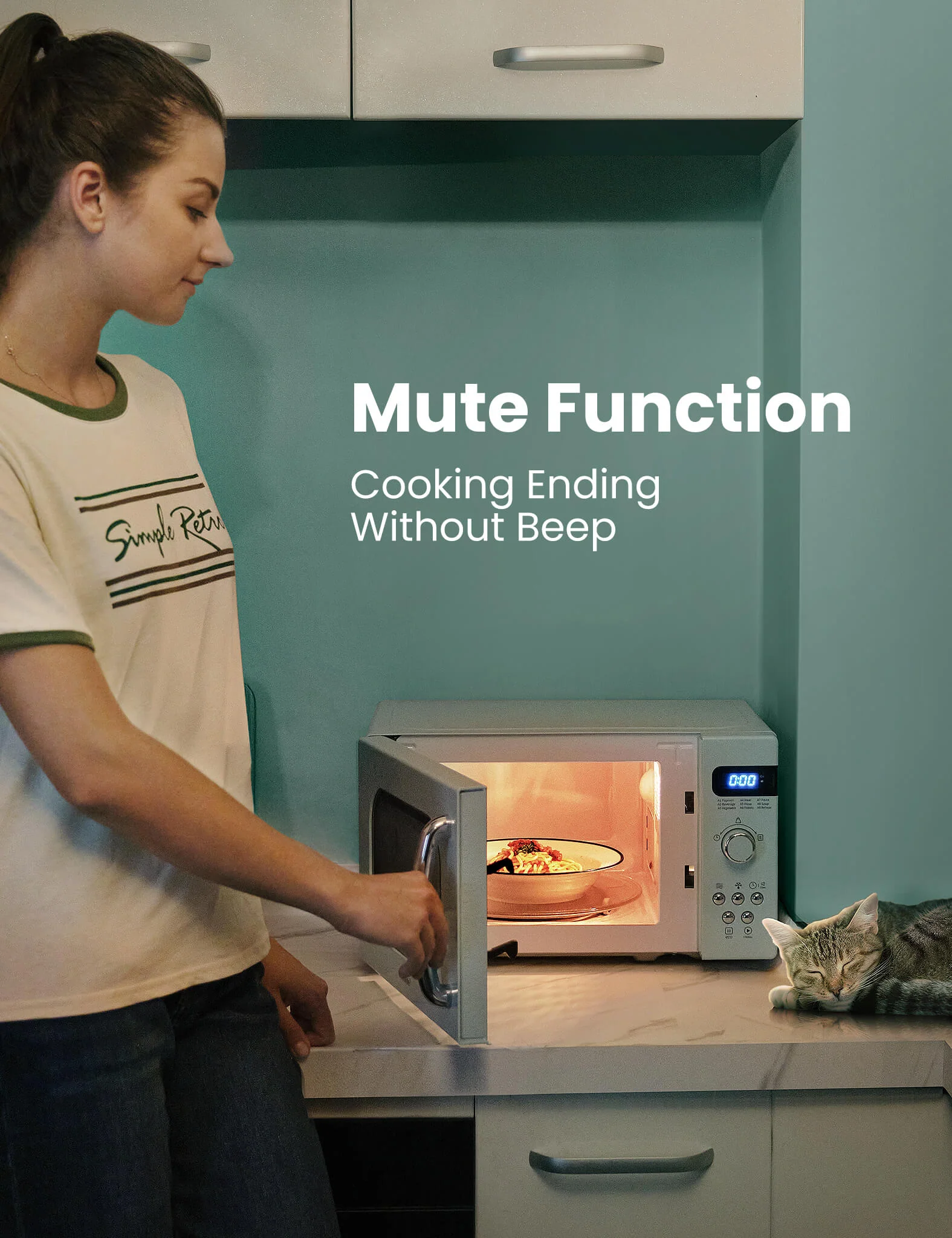 0.7 Cu.ft Retro Microwave Oven - Pastel Green - Image 5