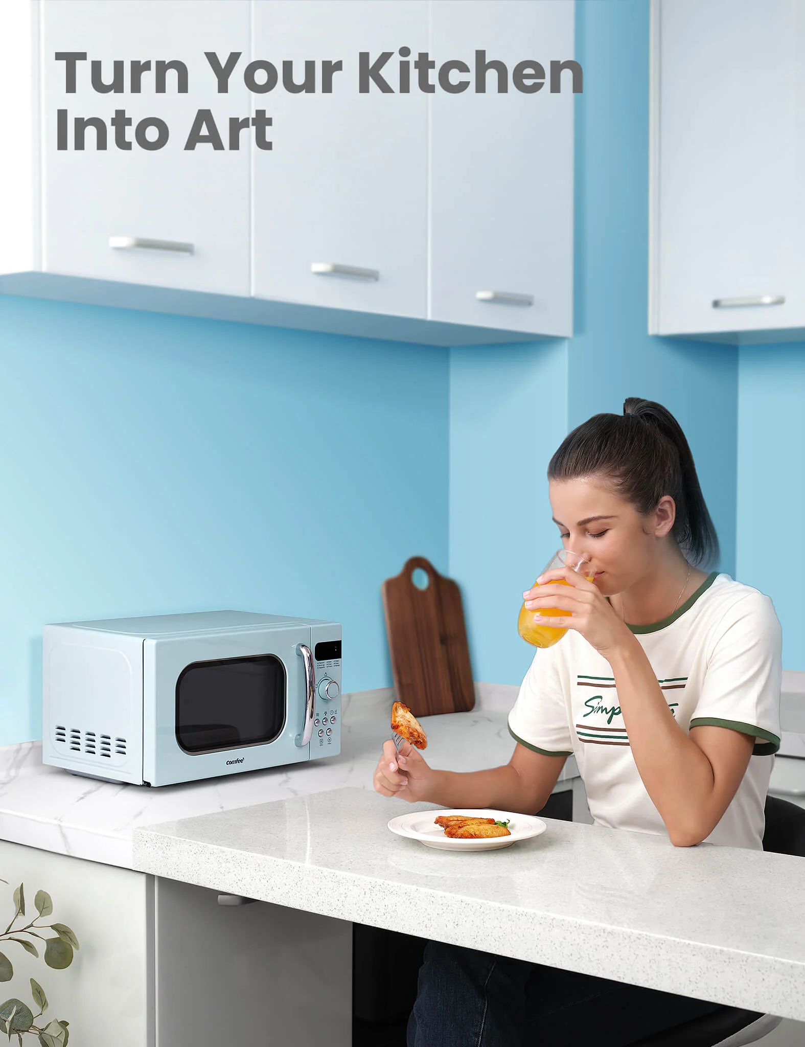 0.7 Cu.ft Retro Microwave Oven - Pastel Green - Image 7