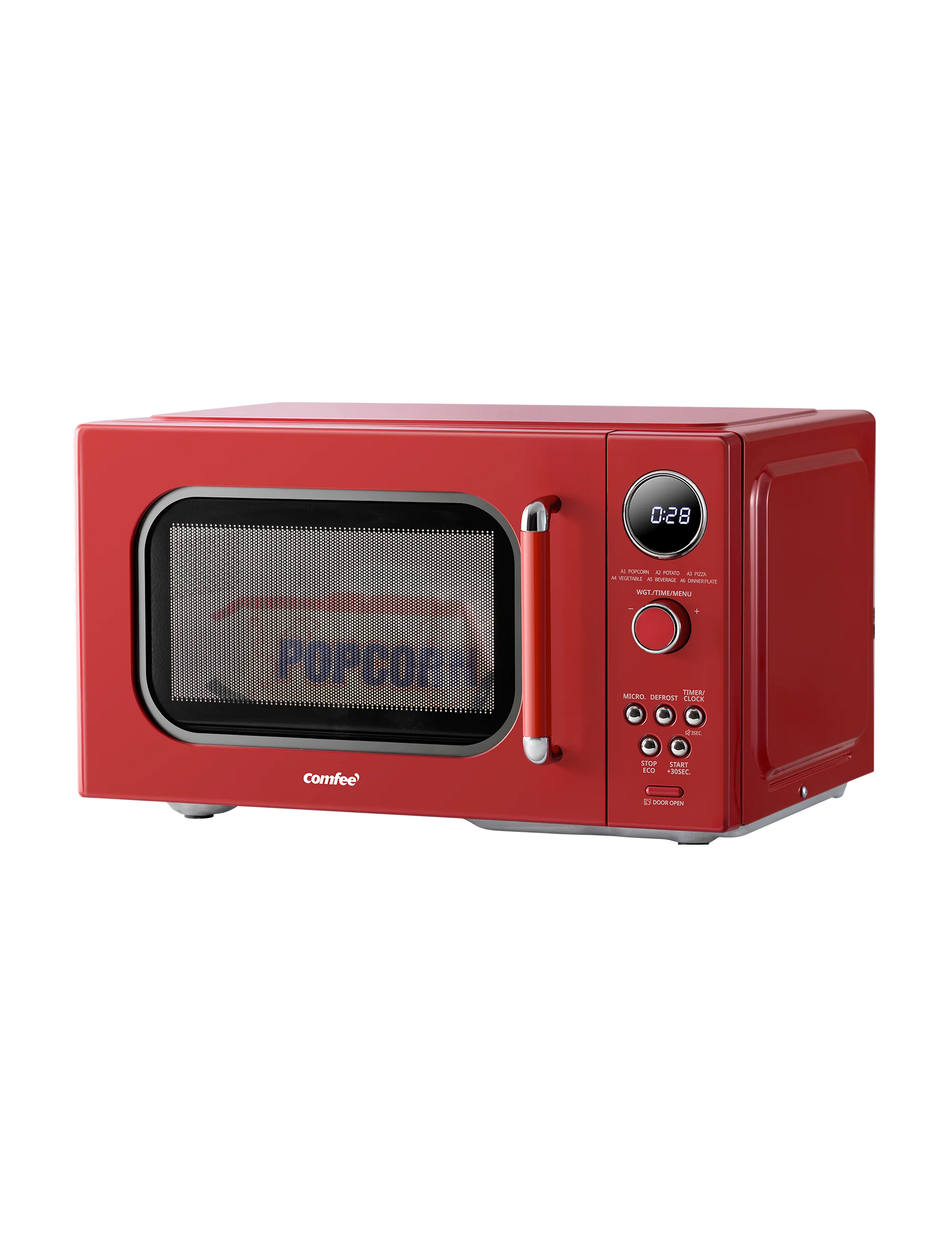 0.9 Cu.ft Retro Microwave Oven - Red - Image 9