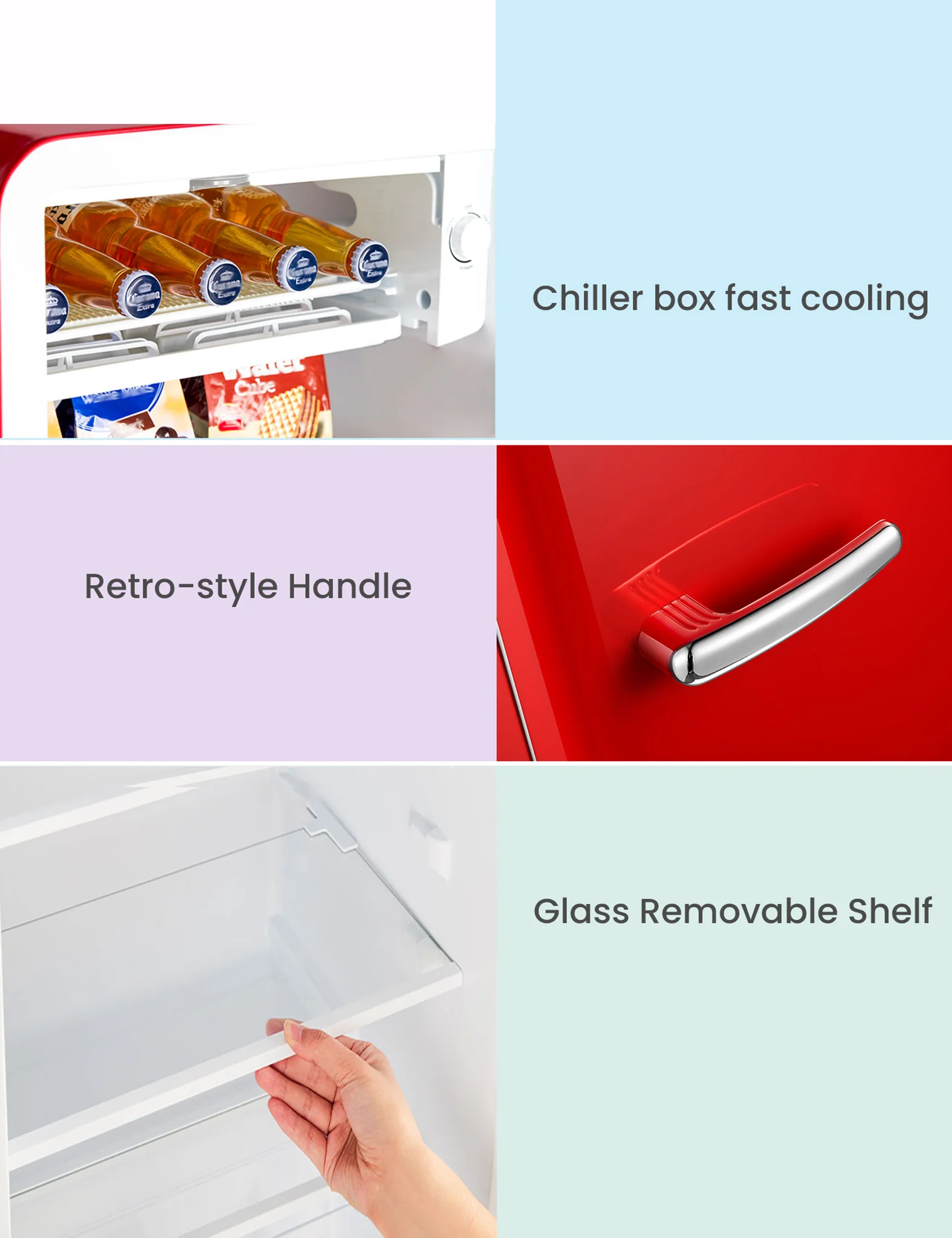 3.3 Cu.ft Retro Refrigerator - Red - Image 5