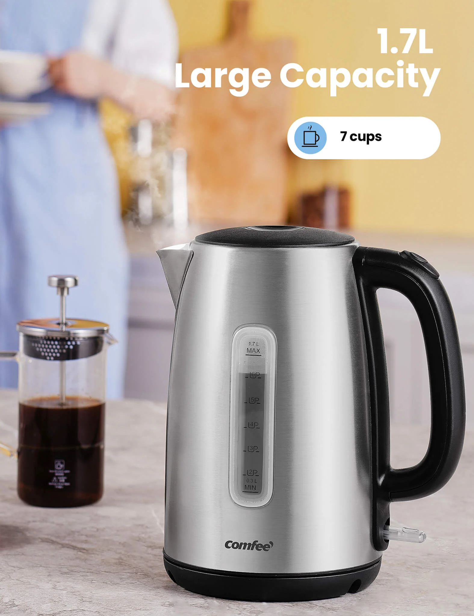 1.7L Stainless Steel Electric Kettle - Image 6