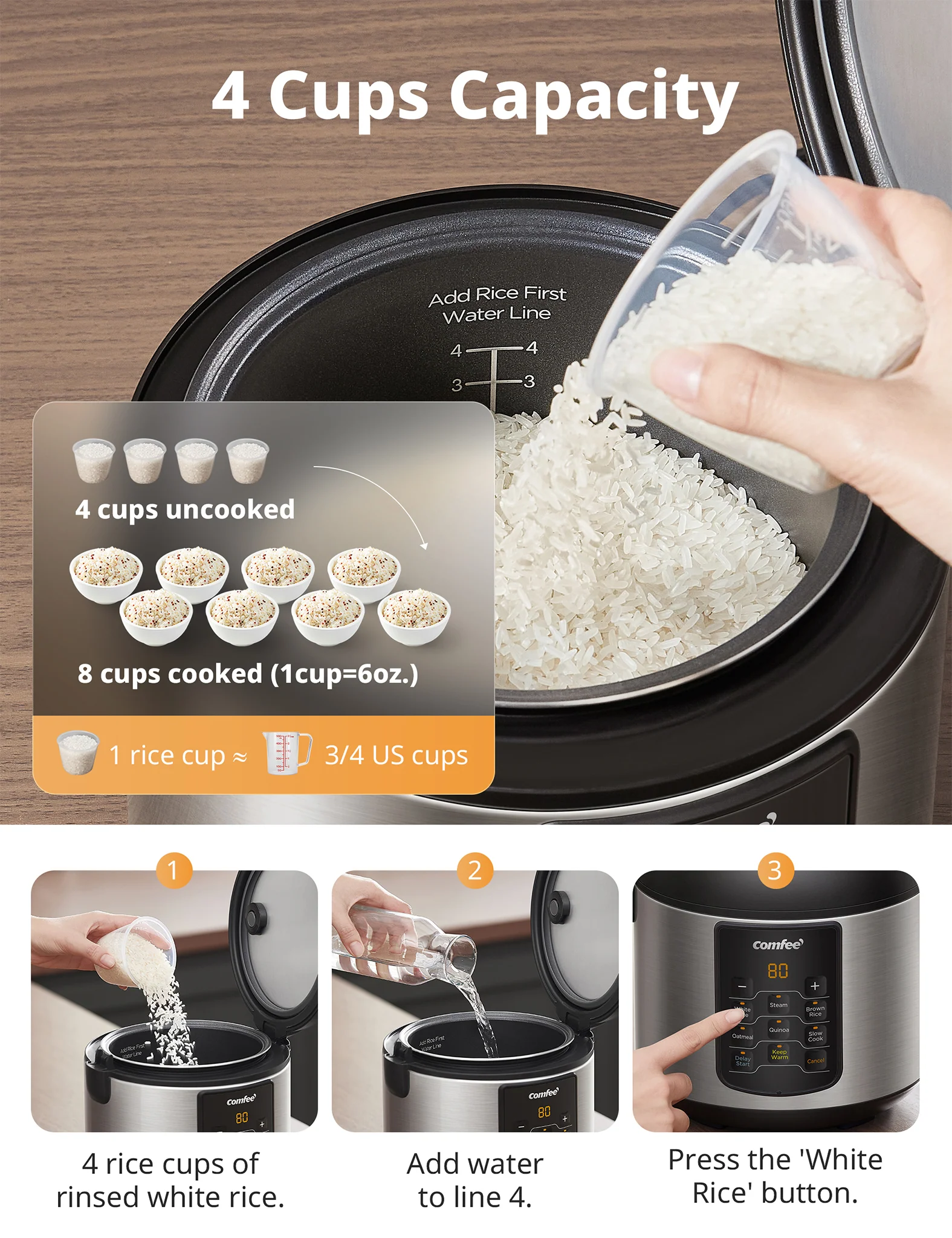 2 Qt Stainless Steel Rice Cooker - Image 4