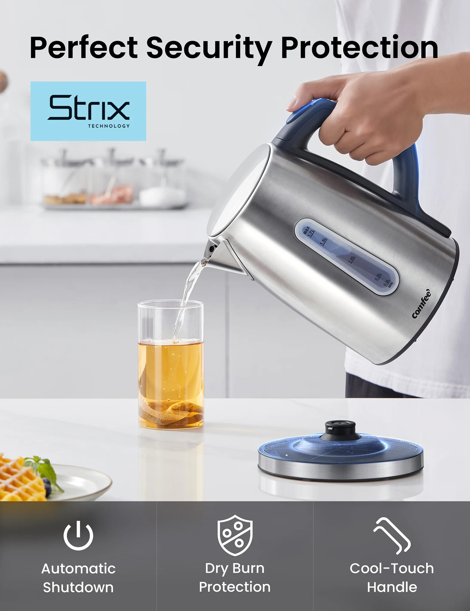 1.7L Stainless Steel Electric Kettle - Image 3