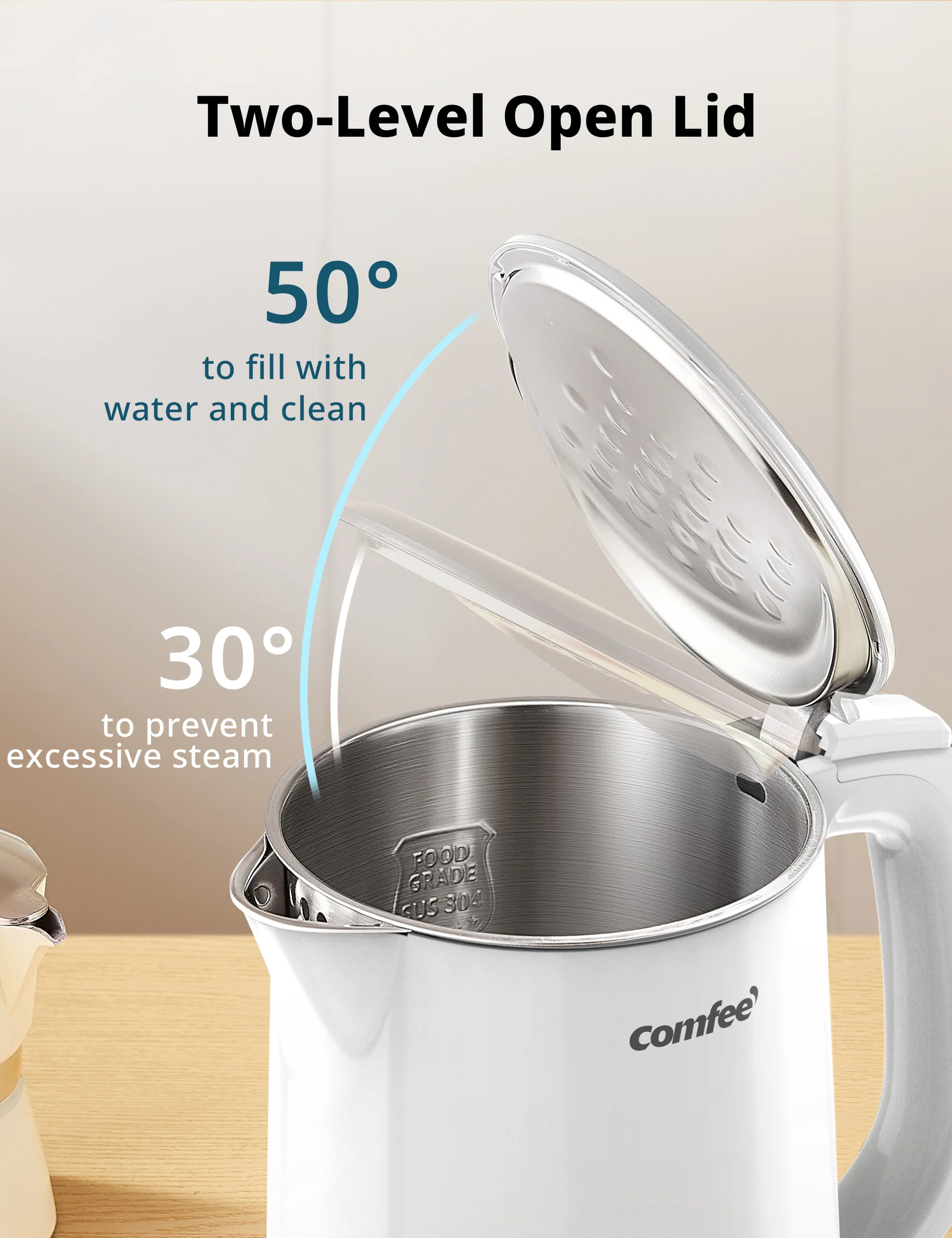1.5L Double Wall Electric Kettle - White - Image 4