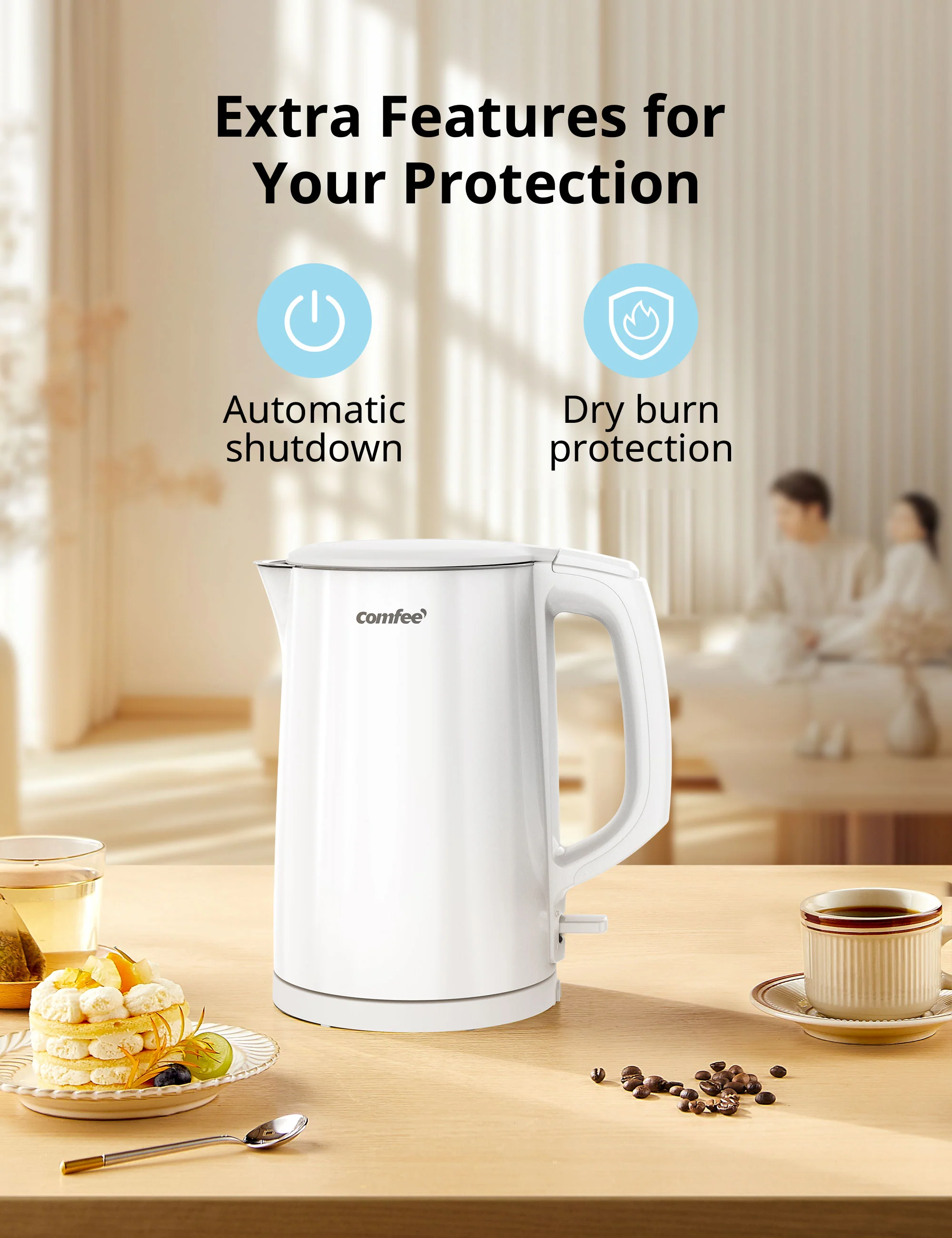 1.5L Double Wall Electric Kettle - White - Image 6