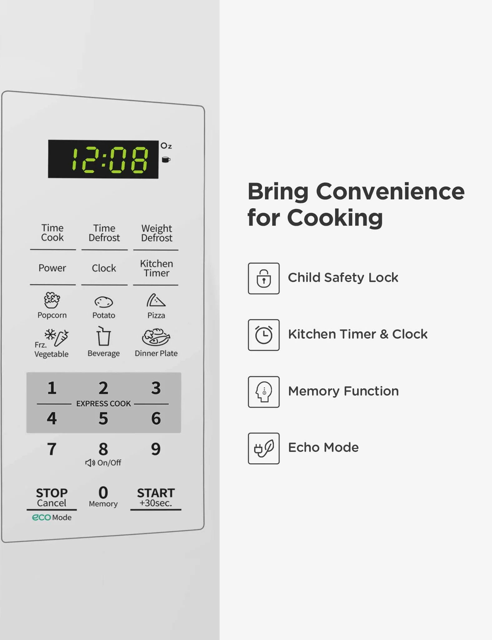 0.7 Cu.ft Countertop Microwave Oven - White - Image 4