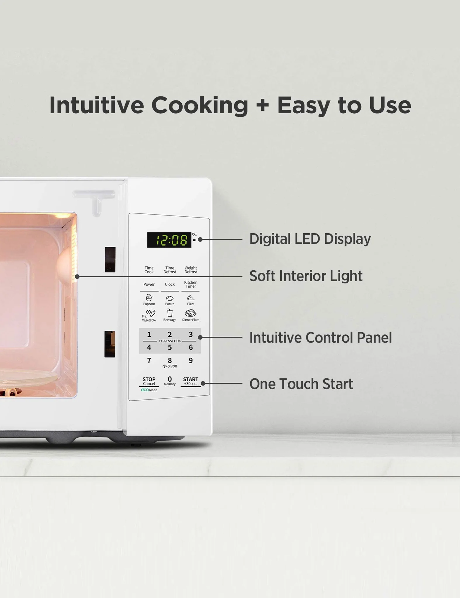 0.7 Cu.ft Countertop Microwave Oven - White - Image 5