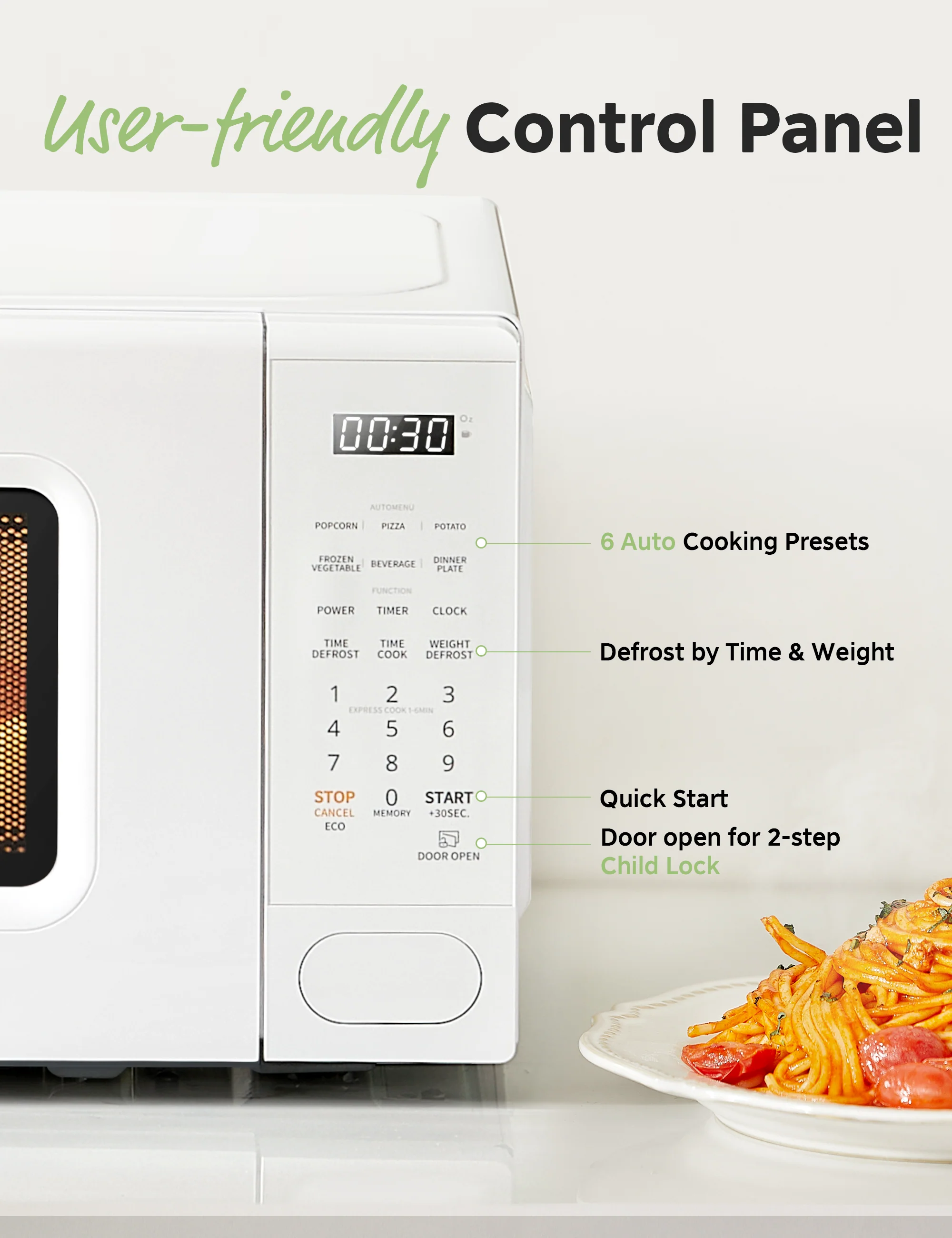 0.7 Cu.ft Retro Countertop Microwave - White - Image 4