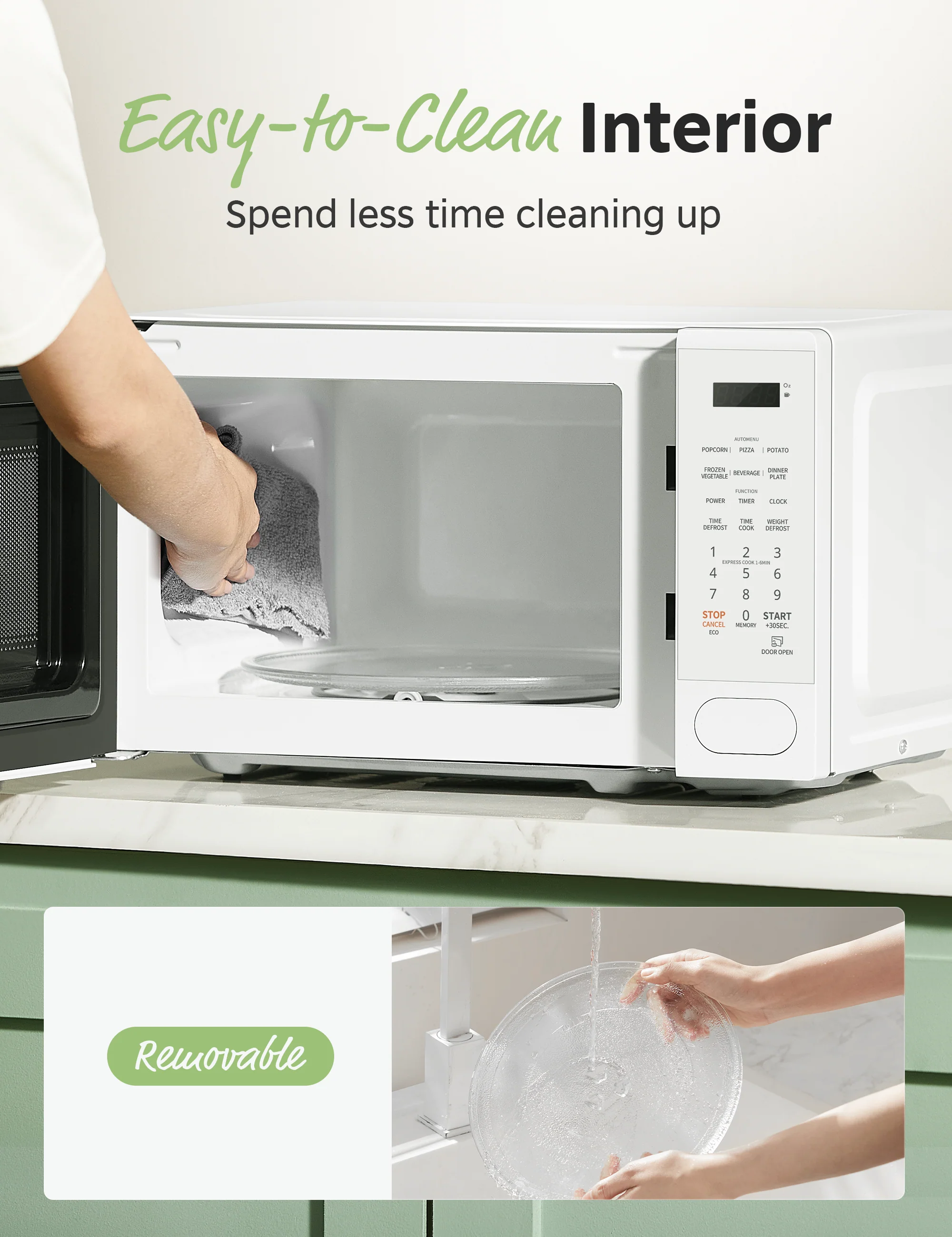 0.7 Cu.ft Retro Countertop Microwave - White - Image 5
