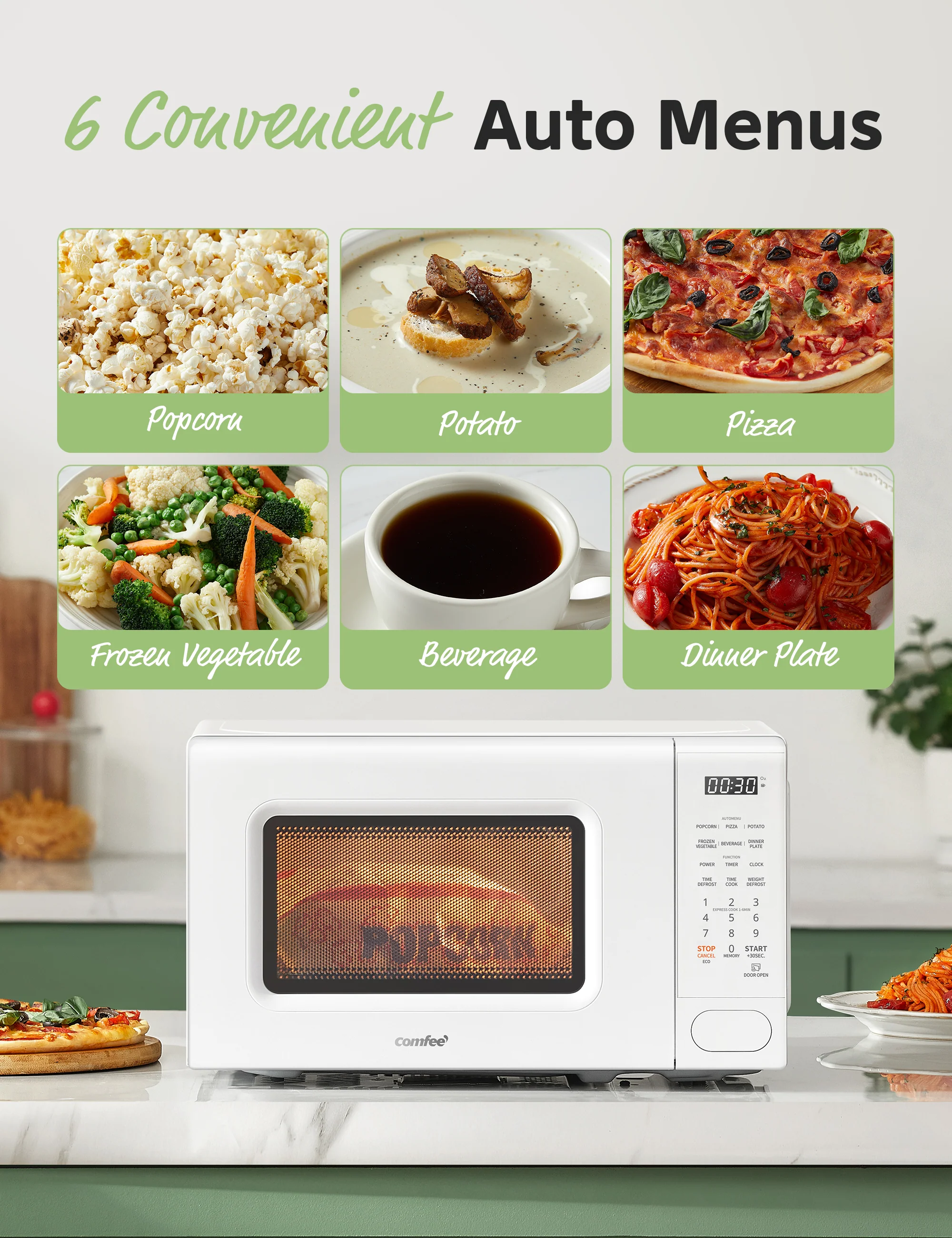 0.7 Cu.ft Retro Countertop Microwave - White - Image 6